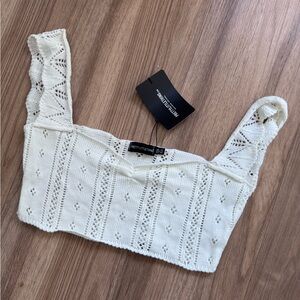 Prettylittle thing lWhite Knit Crop Top